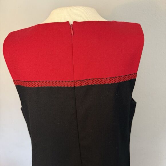 Talbots Sheath Dress Sz 12 Black Red 100% Wool Vintage Classic Holiday Dressy - Picture 8 of 13